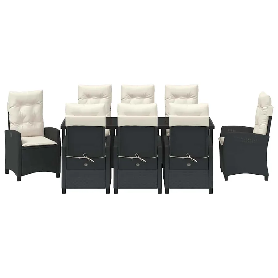 Ensemble de salle à manger pour jardin 9 pcs Noir polyrotin - 7