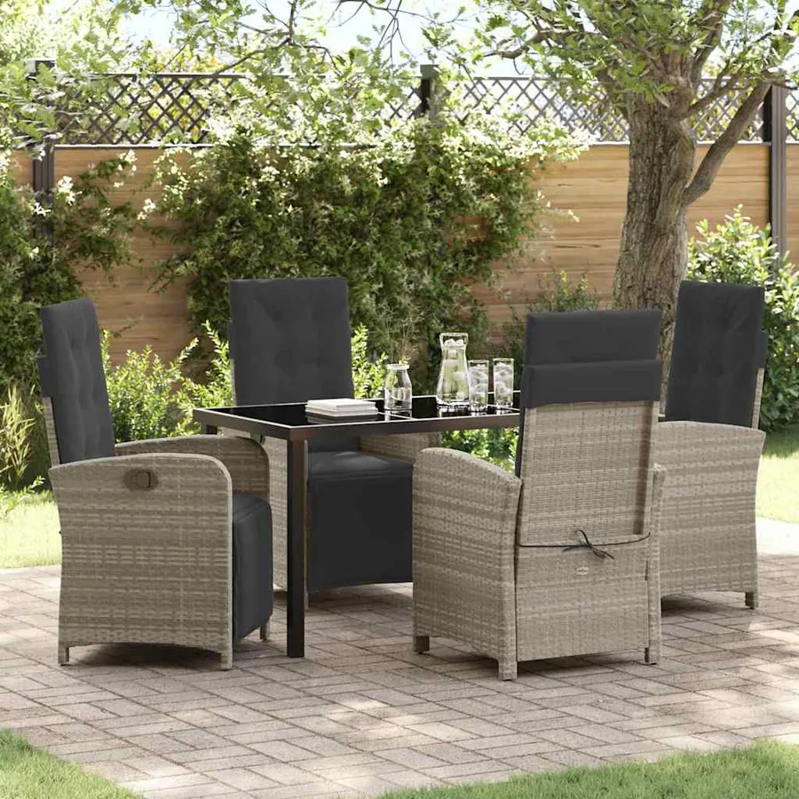 Ensemble de salle à manger pour jardin 5 pcs Gris clair