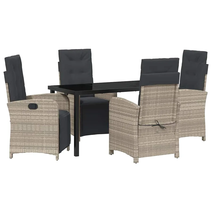 Ensemble de salle à manger pour jardin 5 pcs Gris clair - 2