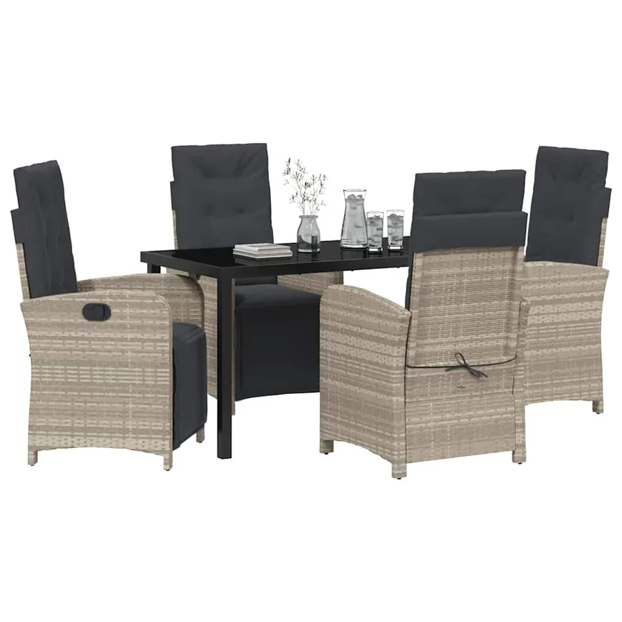 Ensemble de salle à manger pour jardin 5 pcs Gris clair - 3
