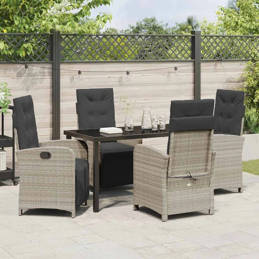 Ensemble de salle à manger pour jardin 5 pcs Gris clair - 4