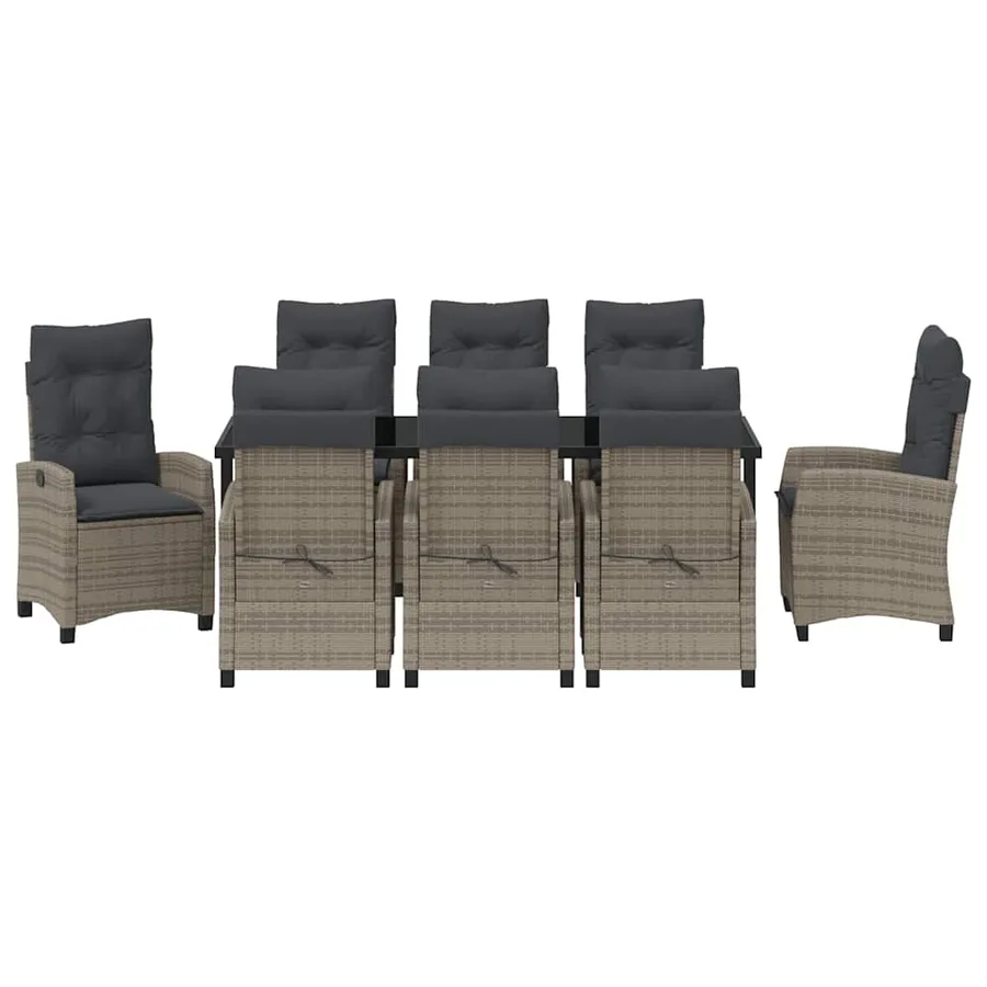 Ensemble de salle à manger pour jardin 9 pcs Gris polyrotin - 7