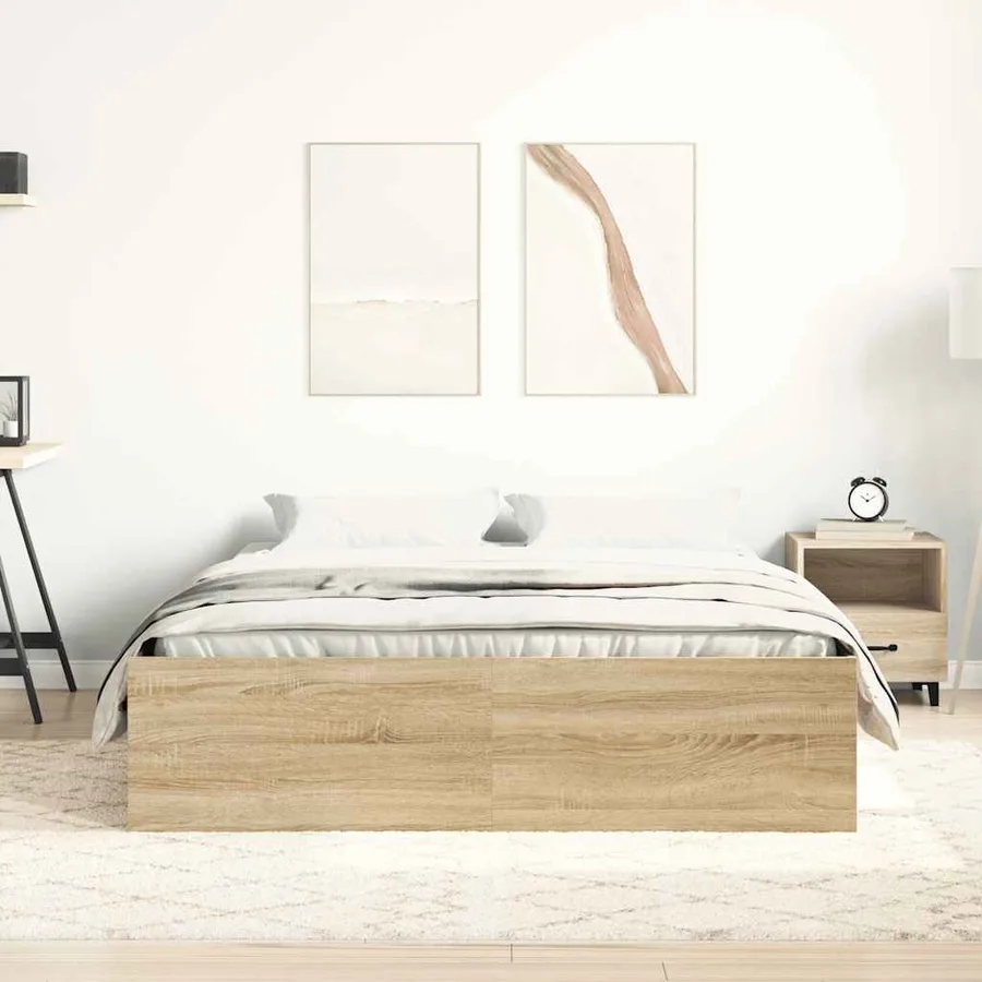 Cadre de lit sans matelas chêne sonoma 120x190 cm - 3