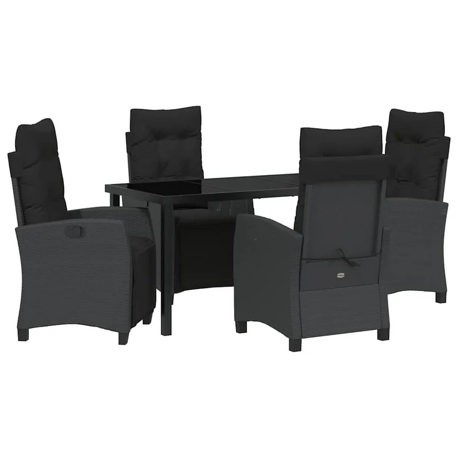 Ensemble de salle à manger pour jardin 5 pcs Noir polyrotin - 2