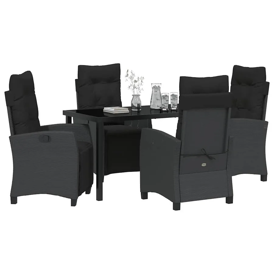 Ensemble de salle à manger pour jardin 5 pcs Noir polyrotin - 3