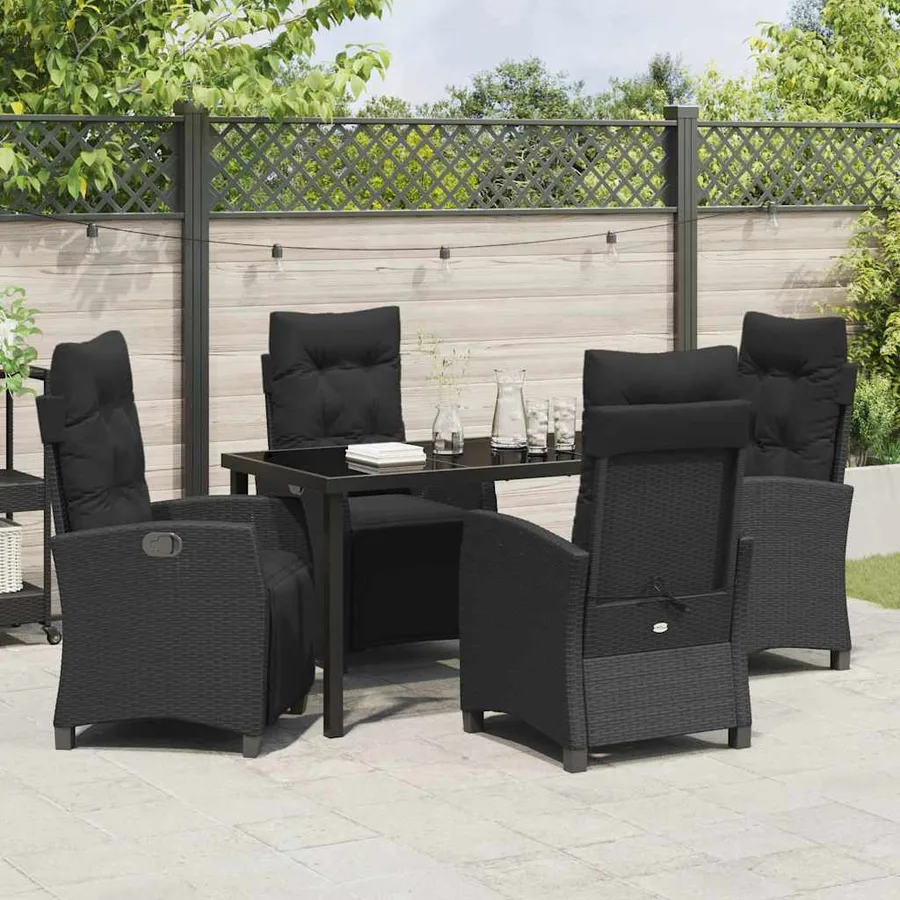 Ensemble de salle à manger pour jardin 5 pcs Noir polyrotin - 4