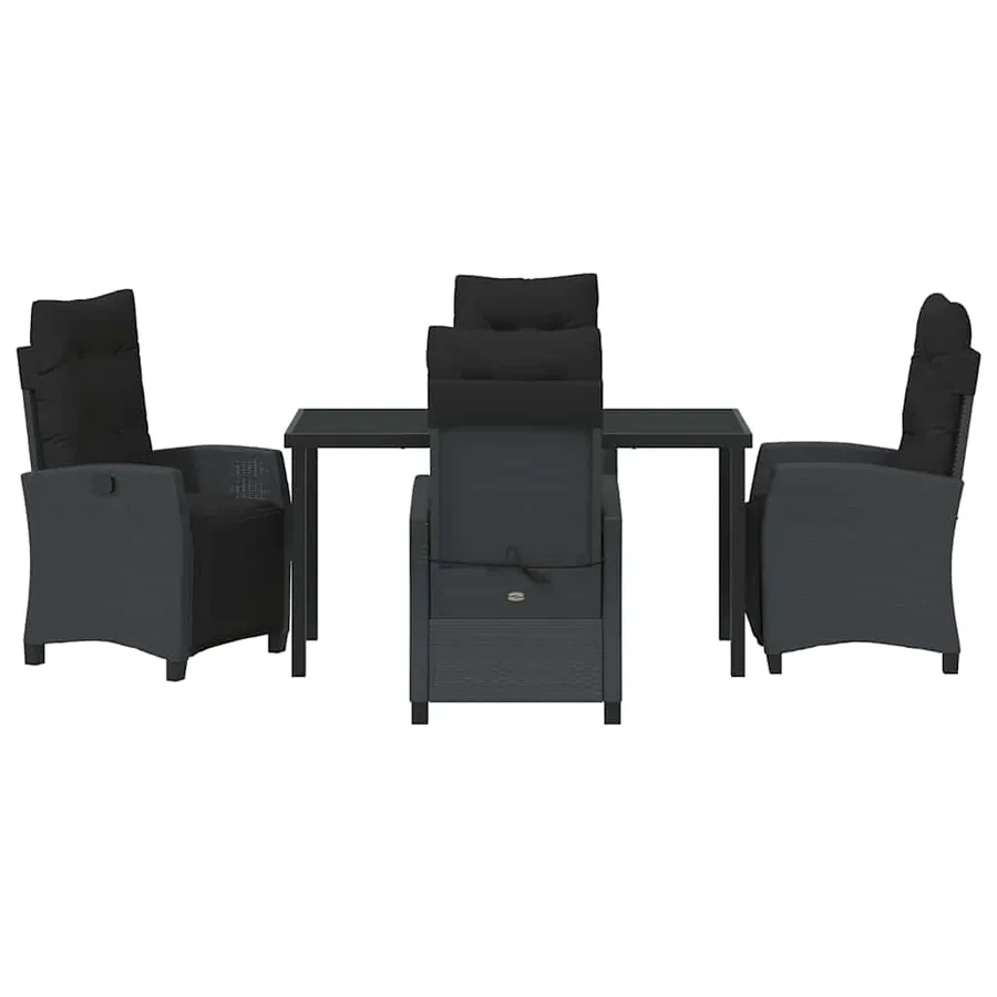 Ensemble de salle à manger pour jardin 5 pcs Noir polyrotin - 7