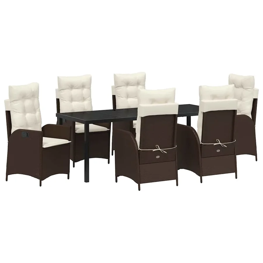 Ensemble de salle à manger pour jardin 7 pcs Marron polyrotin - 2