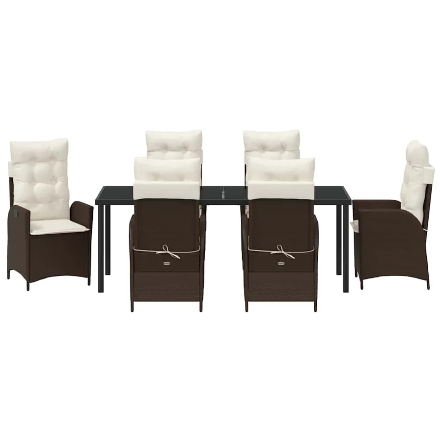 Ensemble de salle à manger pour jardin 7 pcs Marron polyrotin - 7