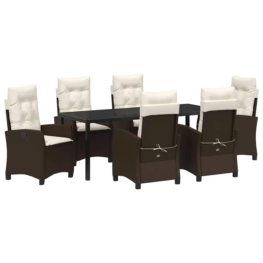 Ensemble de salle à manger pour jardin 7 pcs Marron polyrotin - 2