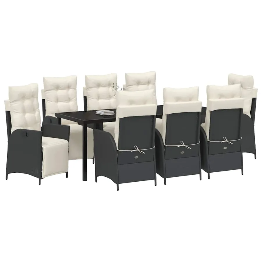 Ensemble de salle à manger pour jardin 9 pcs Noir polyrotin - 3