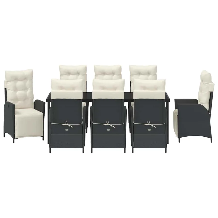 Ensemble de salle à manger pour jardin 9 pcs Noir polyrotin - 7