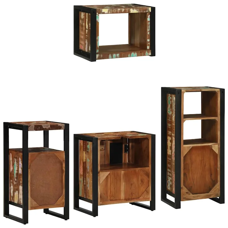 Ensemble de mobilier de salle de bain 4 pcs Bois Recyclé Solide - 7