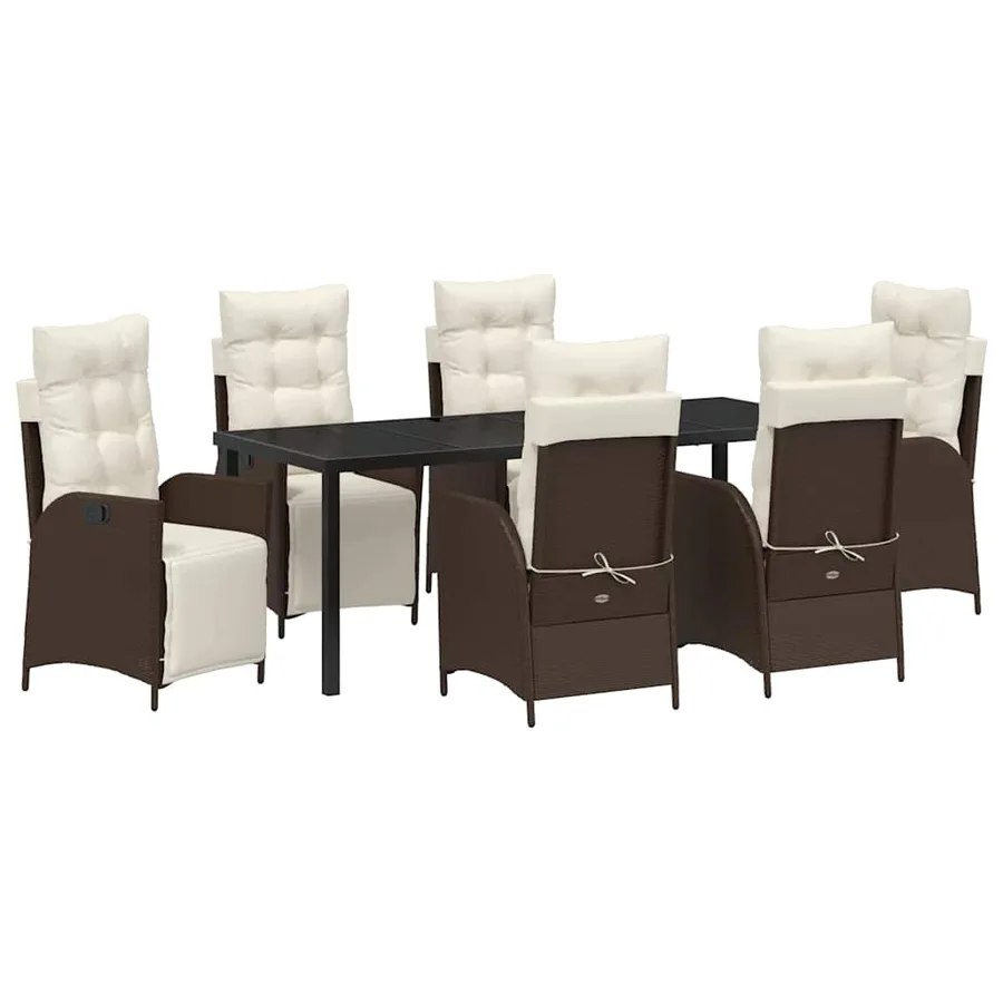 Ensemble de salle à manger pour jardin 7 pcs Marron polyrotin - 2