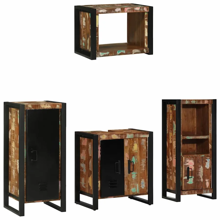 Ensemble de mobilier de salle de bain 4 pcs Bois Recyclé Solide - 8