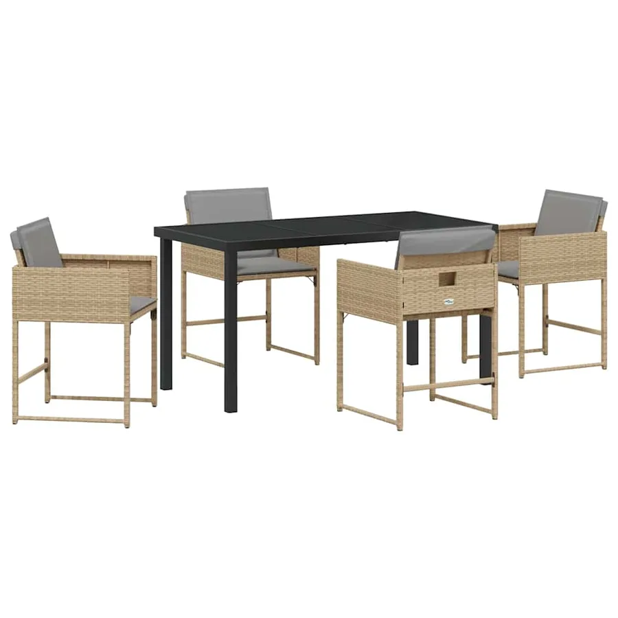 Ensemble de salle à manger pour jardin 5 pcs Beige polyrotin - 2