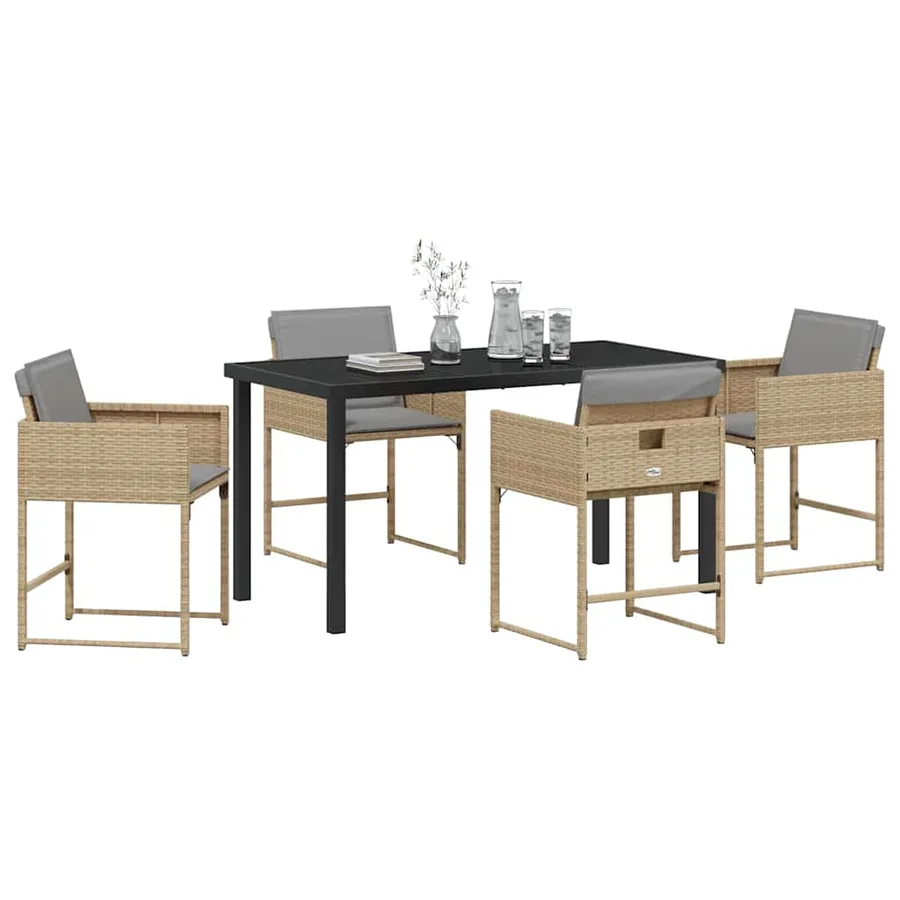 Ensemble de salle à manger pour jardin 5 pcs Beige polyrotin - 3