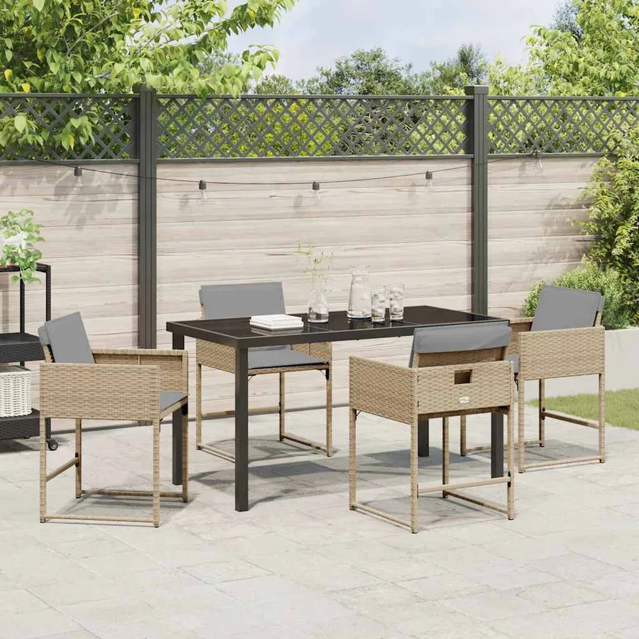 Ensemble de salle à manger pour jardin 5 pcs Beige polyrotin - 4