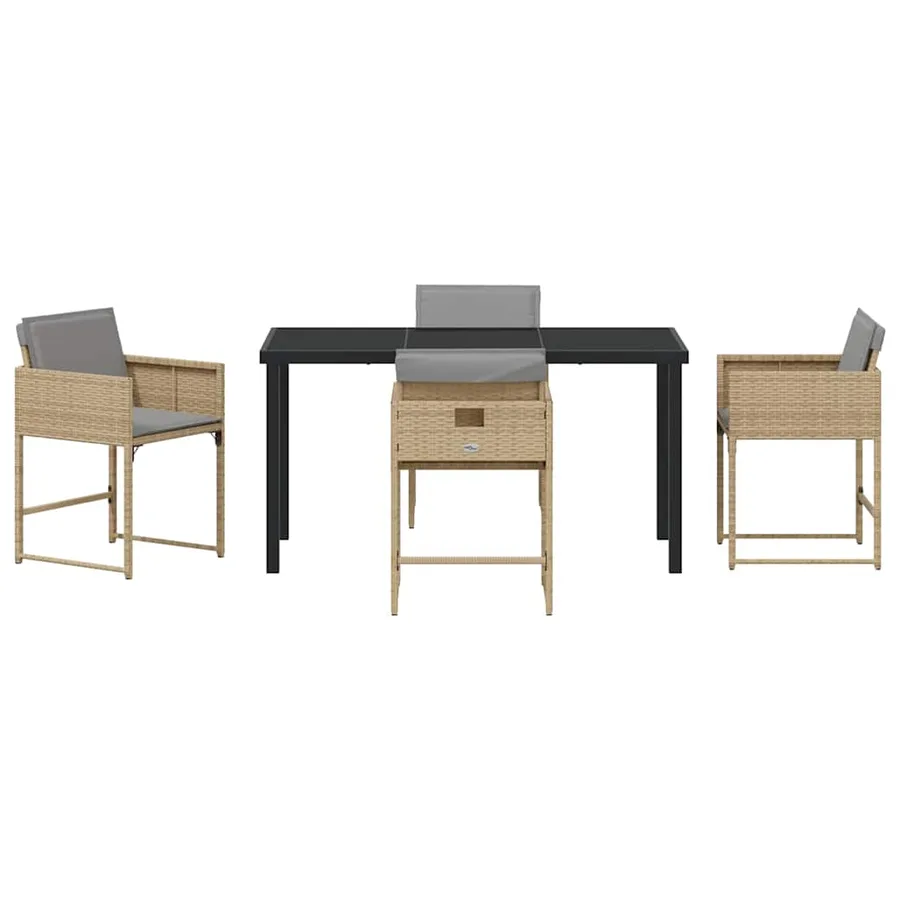 Ensemble de salle à manger pour jardin 5 pcs Beige polyrotin - 7