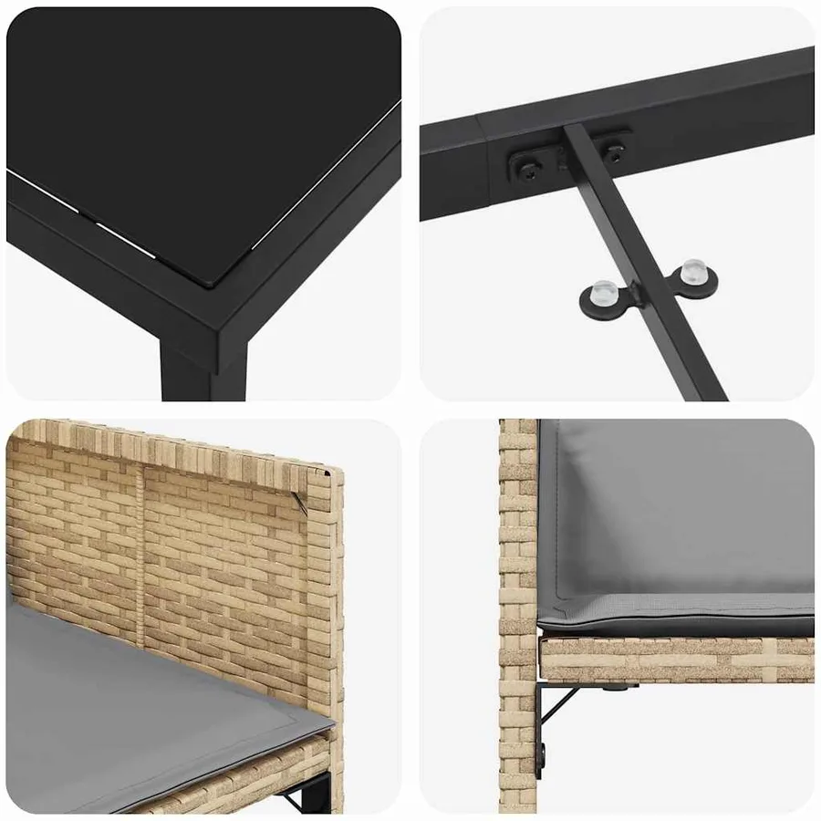 Ensemble de salle à manger pour jardin 5 pcs Beige polyrotin - 9