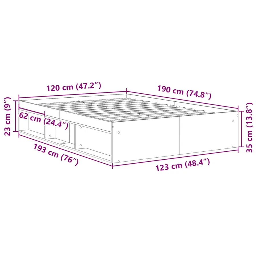 Cadre de lit sans matelas blanc 120x190 cm - 10