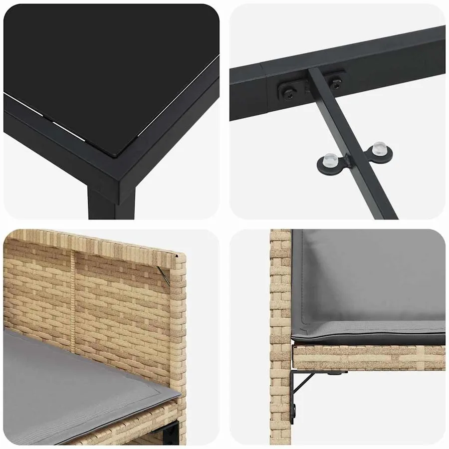 Ensemble de salle à manger pour jardin 9 pcs Beige polyrotin - 9