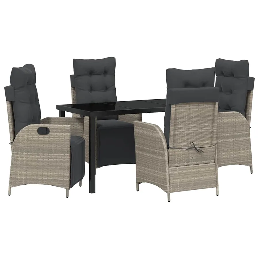 Ensemble de salle à manger pour jardin 5 pcs Gris clair - 2