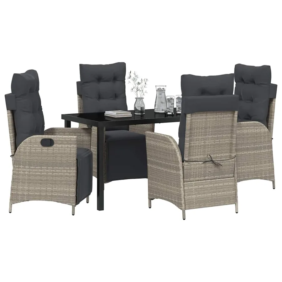 Ensemble de salle à manger pour jardin 5 pcs Gris clair - 3