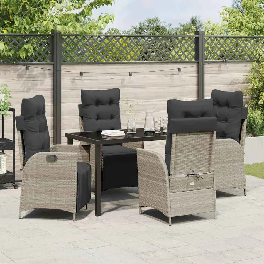 Ensemble de salle à manger pour jardin 5 pcs Gris clair - 4