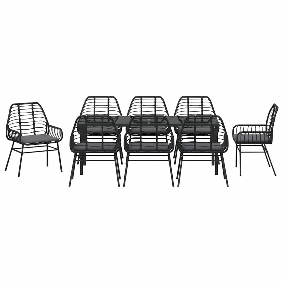 Ensemble de salle à manger pour jardin 9 pcs Noir polyrotin - 7