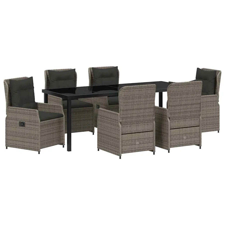 Ensemble de salle à manger pour jardin 7 pcs Gris polyrotin - 2