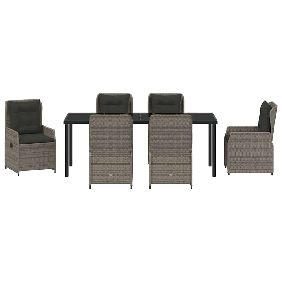 Ensemble de salle à manger pour jardin 7 pcs Gris polyrotin - 7