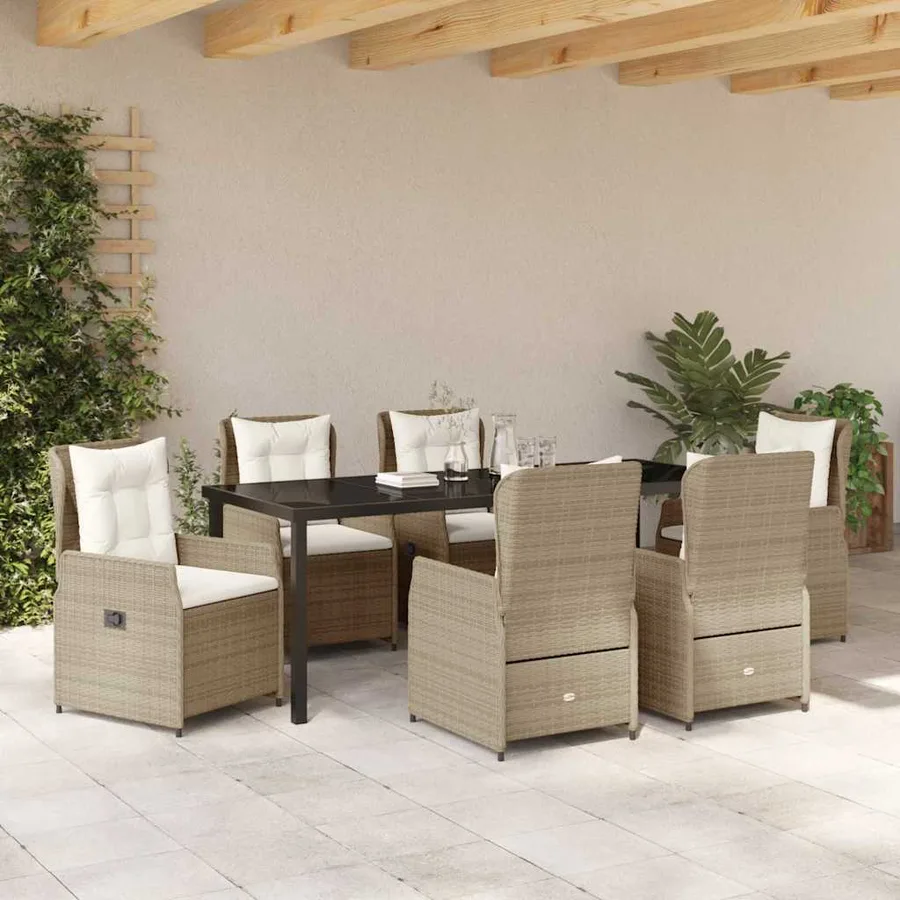 Ensemble de salle à manger pour jardin 7 pcs polyrotin - 4