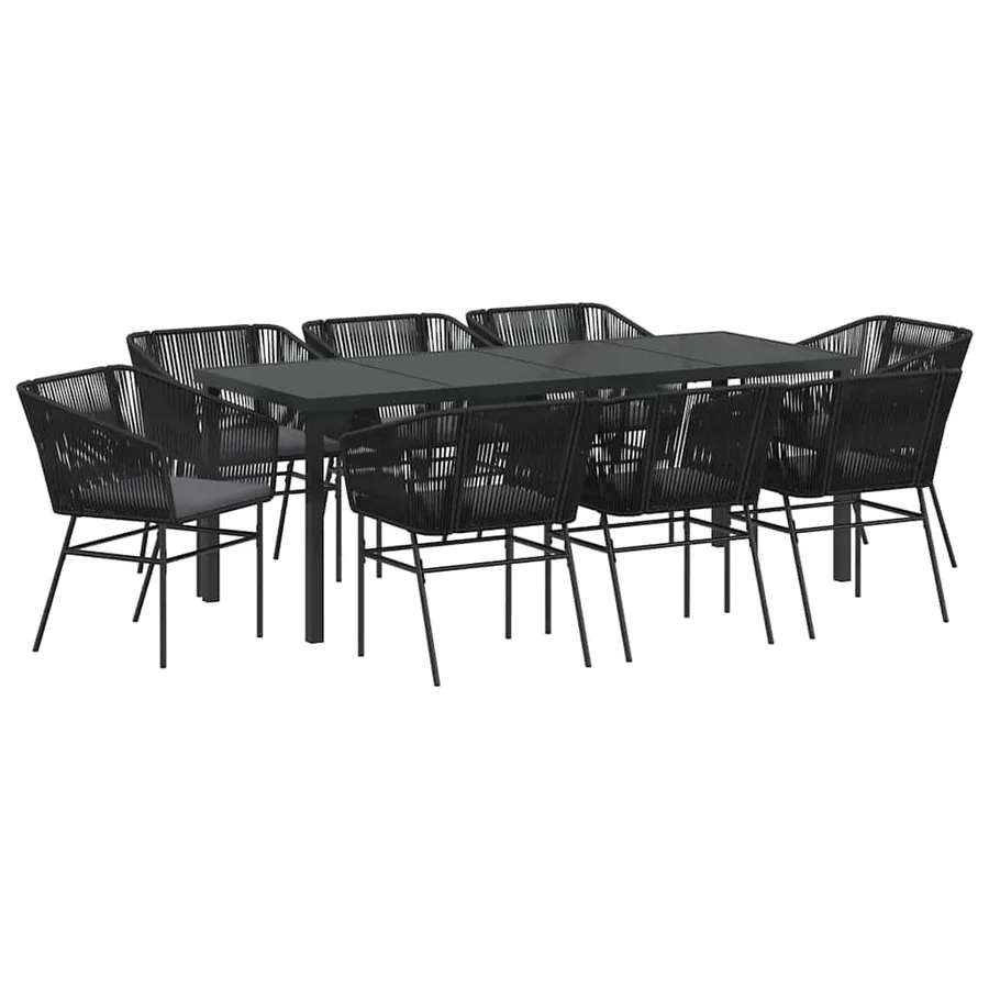 Ensemble de salle à manger pour jardin avec coussin 9 pcs Noir - 2