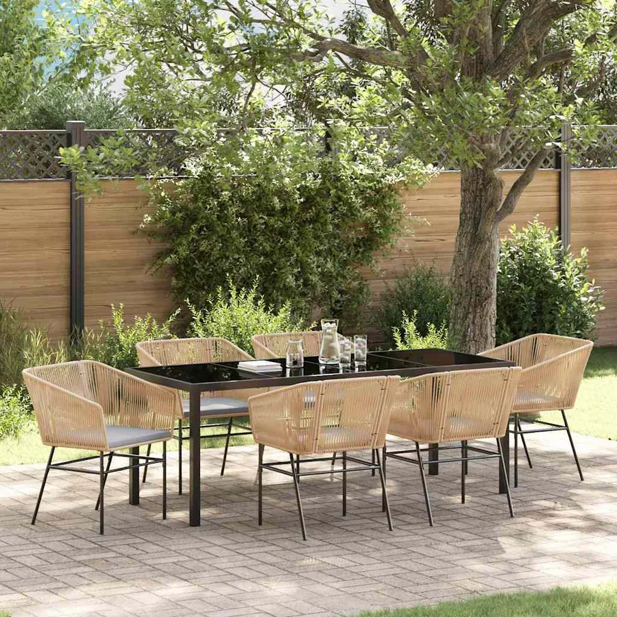 Ensemble de salle à manger pour jardin 7 pcs Marron