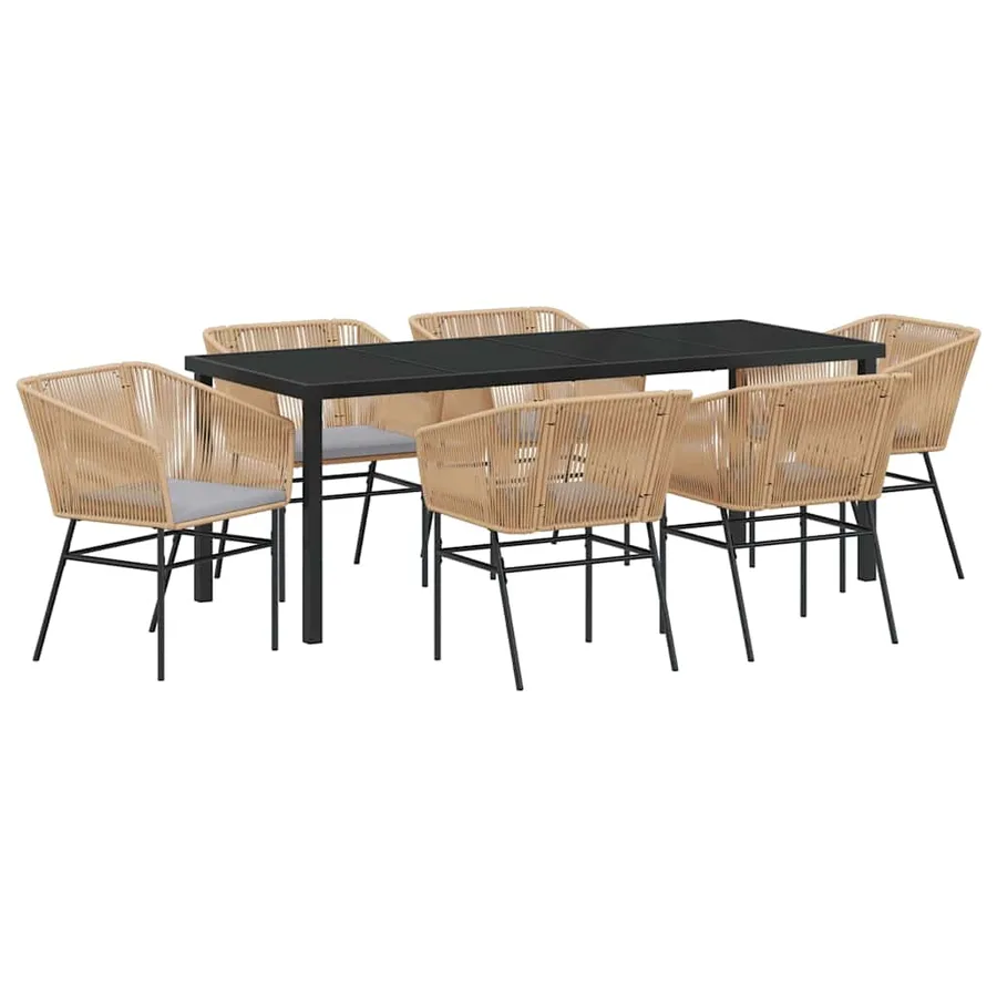 Ensemble de salle à manger pour jardin 7 pcs Marron - 2