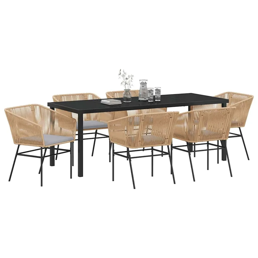 Ensemble de salle à manger pour jardin 7 pcs Marron - 3