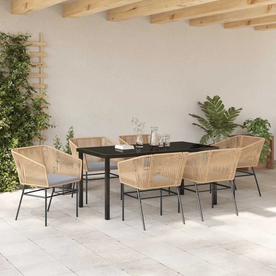 Ensemble de salle à manger pour jardin 7 pcs Marron - 4