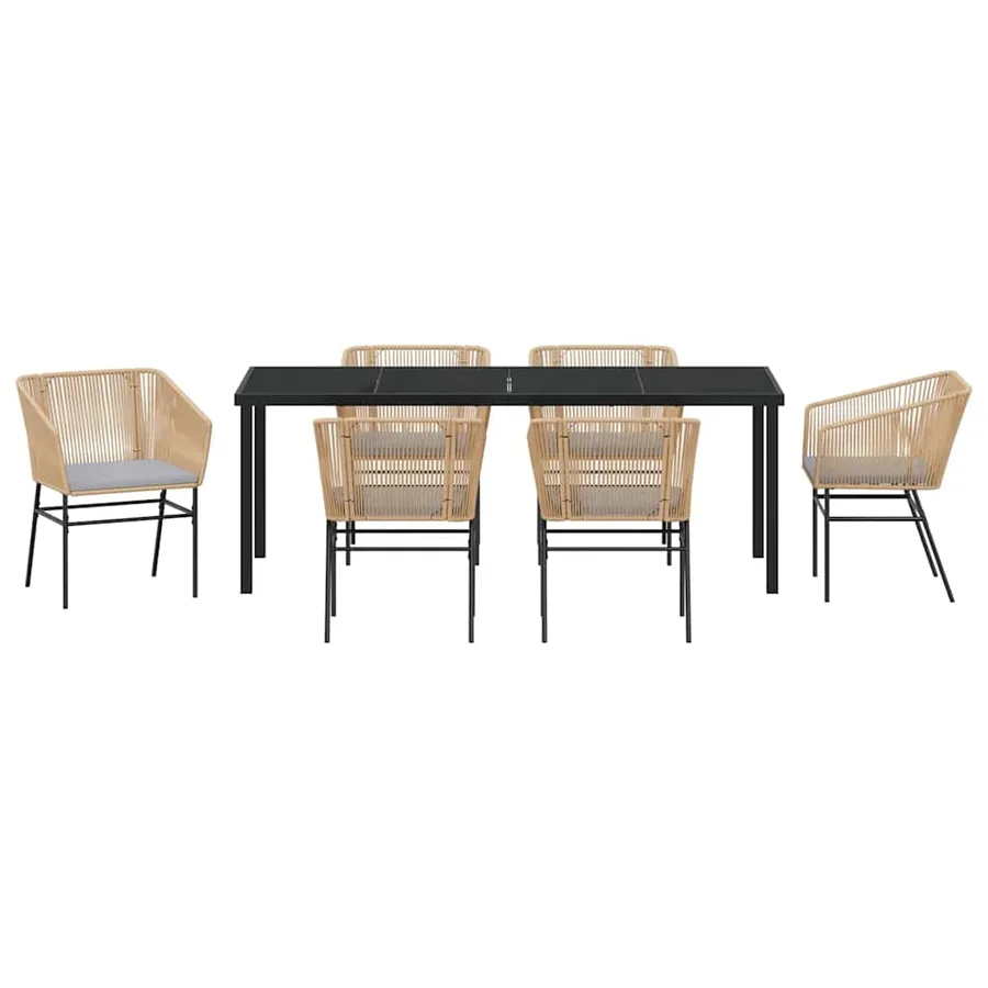 Ensemble de salle à manger pour jardin 7 pcs Marron - 7