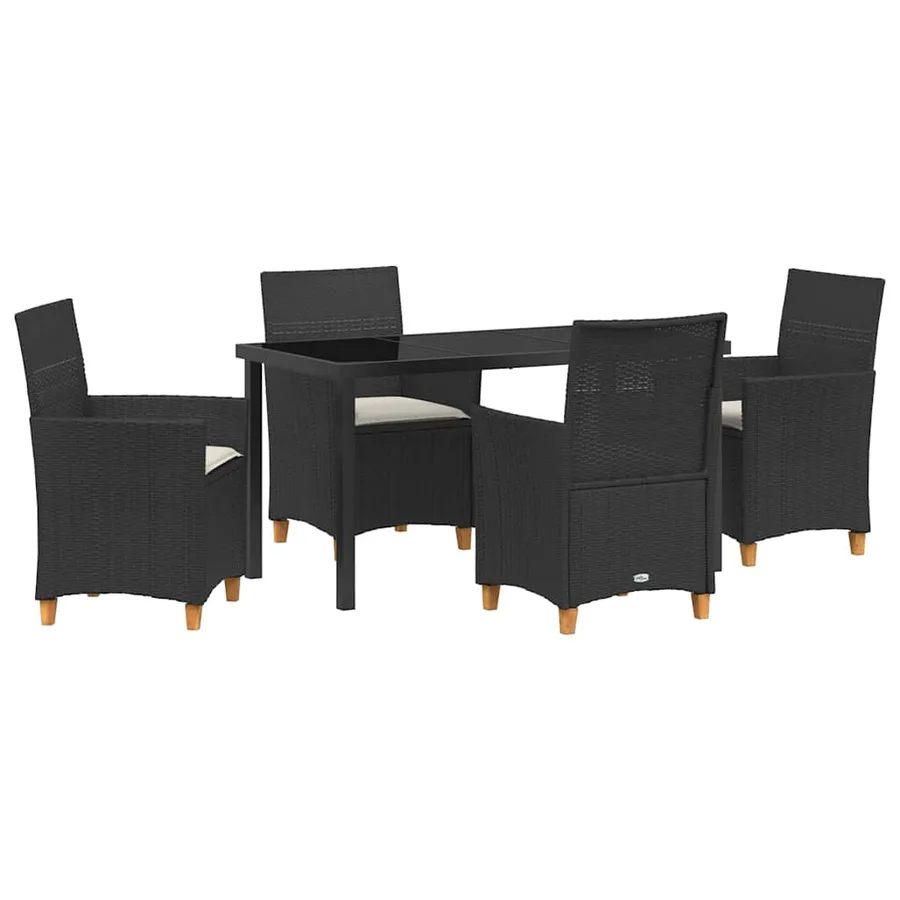 Ensemble de salle à manger pour jardin 5 pcs Noir polyrotin - 2