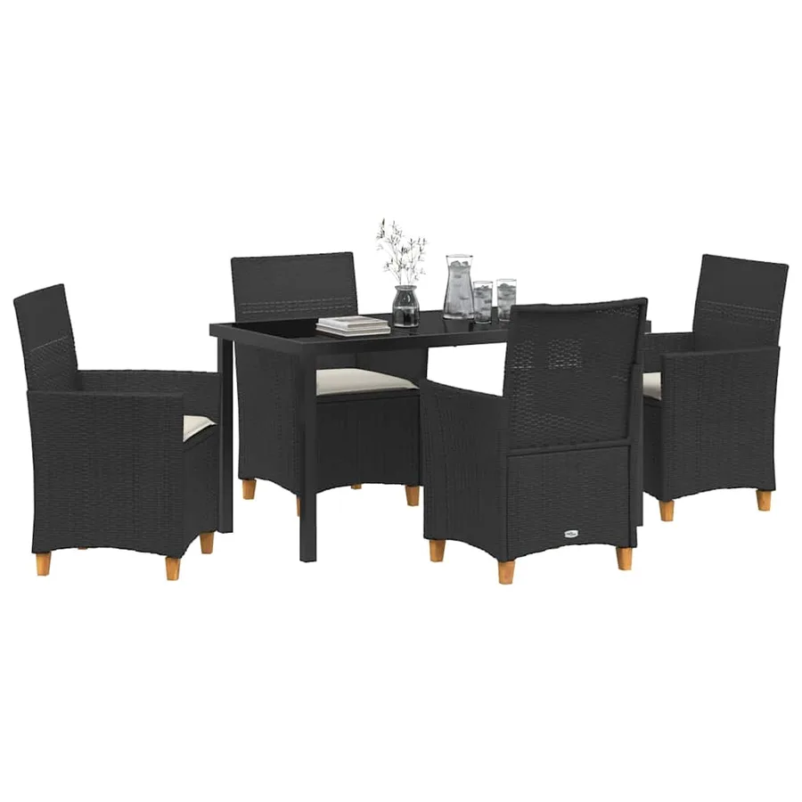Ensemble de salle à manger pour jardin 5 pcs Noir polyrotin - 3