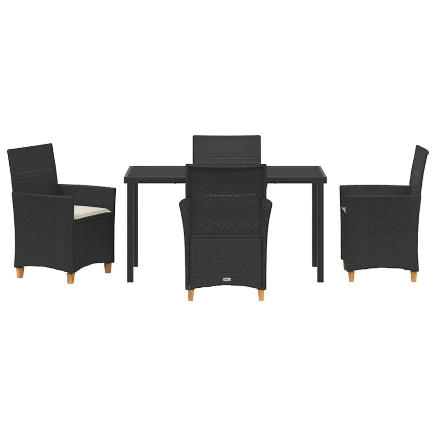 Ensemble de salle à manger pour jardin 5 pcs Noir polyrotin - 7