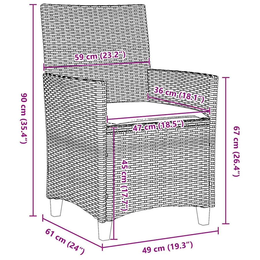 Ensemble de salle à manger pour jardin 9 pcs Gris polyrotin - 10
