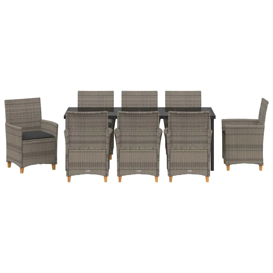 Ensemble de salle à manger pour jardin 9 pcs Gris polyrotin - 7