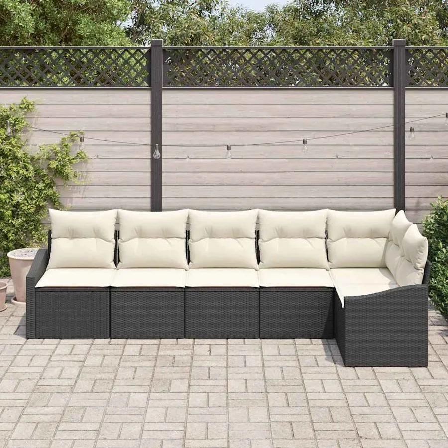 Ensemble de Canapés avec coussin 6 pcs Noir polyrotin - 3