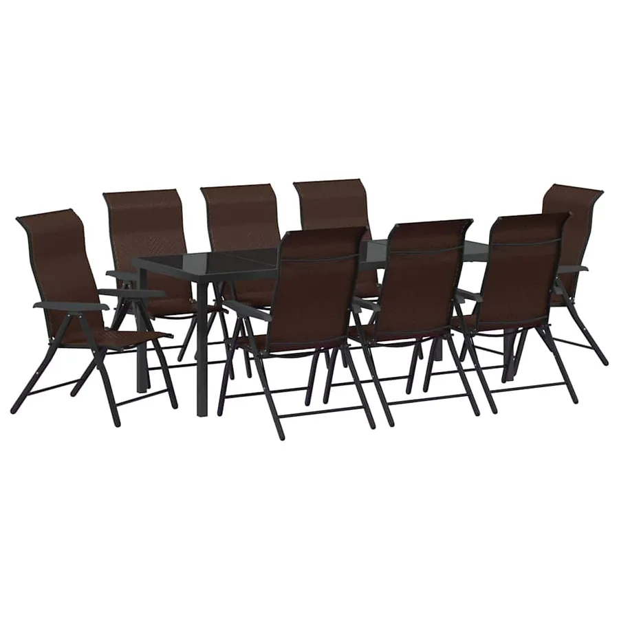 Ensemble de salle à manger pour jardin 9 pcs Marron - 2