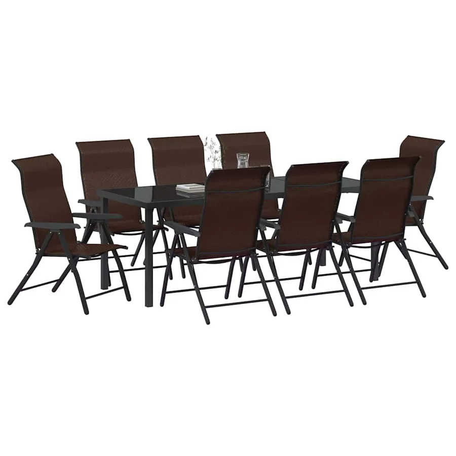 Ensemble de salle à manger pour jardin 9 pcs Marron - 3