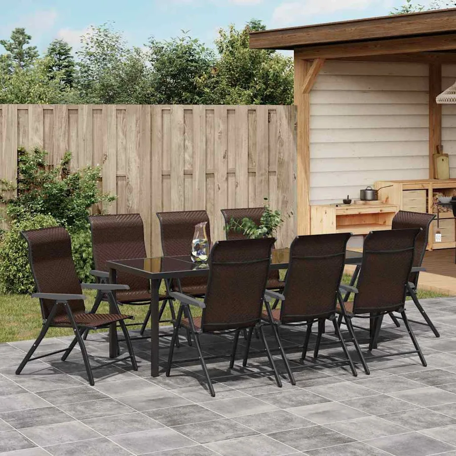 Ensemble de salle à manger pour jardin 9 pcs Marron - 4