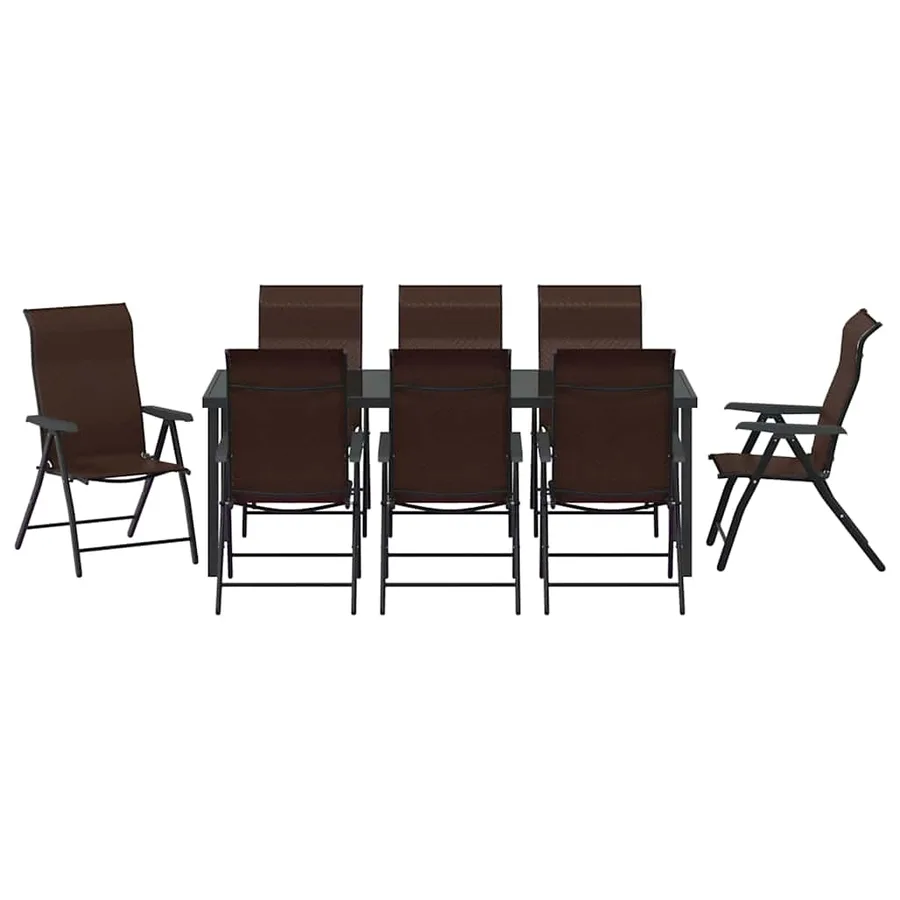 Ensemble de salle à manger pour jardin 9 pcs Marron - 7