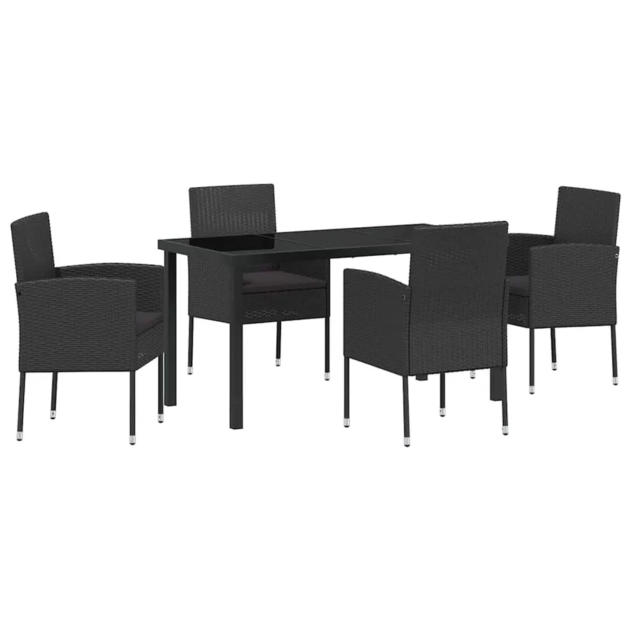 Ensemble de salle à manger pour jardin 5 pcs Noir polyrotin - 2